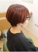 艶髪丸みショート＆アプリコットブラウン/髪質改善カラーエステ