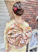 振袖　成人式　まとめ髪　ゆるふわ　ヘアセット　着物