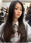 韓国風レイヤーカット髪質改善ダブルカラーミルクティーベージュ