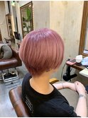 くすみピンク コーラルピンク サーモンピンク 大人ショート