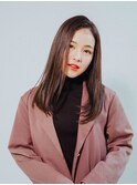 黒髪/グレーベージュ/レイヤーロング/酸性ストレート/髪質改善