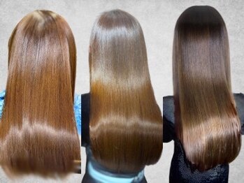 ファイン 滝川店(Fine)の写真/髪を傷ませないことにこだわり、ダメージを最小限に抑え、極上のツヤと手触り滑らかな質感を実感できる♪