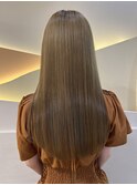 イメチェンヘアスタイルピンクベージュアンブレラカラー前髪