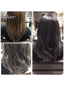 トルネード(TORNADO) 外国人風ボブ ハイライトグラデーション グレージュ 外ハネ