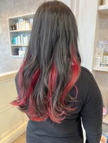 キャアリー(Caary)&nbsp;福山市美容室Caary人気 ビビットレッド艶ブルーブラックカラー