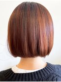20代30代40代髪質改善カラーレッドブラウンショートボブ小顔艶感