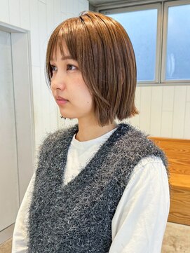 アイティーバイアルバム 藤沢店(IT by ALBUM) 秋色くすみベージュ透明感カラーワンレンボブルフ_ba535901