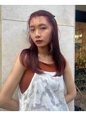 ブリーチなし赤髪