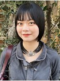 花田レイヤーボブくびれミディアムブルーブラック下北沢韓国前髪