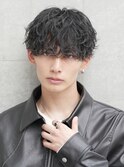 心斎橋シャドウパーマメンズマッシュウルフカット波巻きパーマ