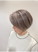 ショートボブ/ハイライト/白髪ぼかし