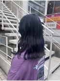 ブリーチダブルカラー　暗髪　ディープパープル