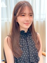 ルエ(rue) ミディアムレイヤーカットストレートロングウルフカットベージュ