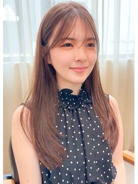 ルエ(rue) ミディアムレイヤーカットストレートロングウルフカットベージュ