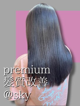 スカイ(SKY) 髪質改善縮毛矯正韓国風レイヤーカットダブルカラーベージュ