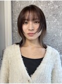 前髪インナーカラーボブフェイスフレーミングイヤリングカラー
