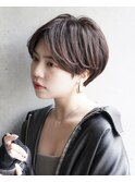 大人可愛い20代30代40代黒髪前下がりショートボブ丸みショート◎