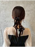 結婚式お呼ばれツイン編みおろし／ヘアセット/ふわふわ/アレンジ
