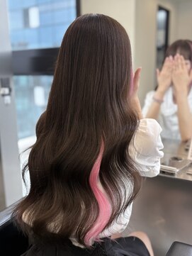 ラピステン 福岡天神 大名店(Lapis) ココアブラウン/エクステ/インナー/ペールピンク/地雷デザイン