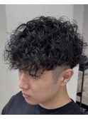 桑名スペインカールツイストパーマフェードフリンジカット強め