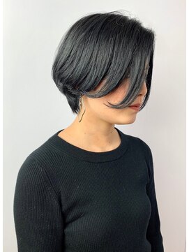 フルショウ アシヤ(FURUSHO ASHIYA) 前髪なしショート　アッシュブラック/ハンサムボブショート