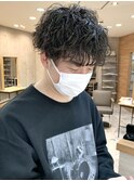 ツイスパセンターパートマッシュ波巻きダウンパーマメンズ目黒
