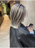 バレイヤージュショコラアッシュハイライトグレージュカラー
