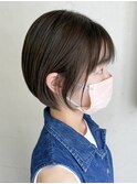 ショートボブ切りっぱなしベージュカラーダブルカラー20代30代