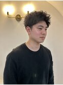 メンズショート　ピンパーマ
