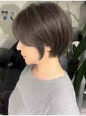 くびれショートボブ40代50代グレイカラー白髪染め白髪ぼかし