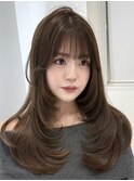 ハイライトカラーミルクティーベージュケアブリーチダブルカラー