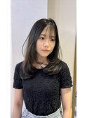 くびれヘア/顔周り/韓国/レイヤーカット/黒髪/ロング/前髪北千住