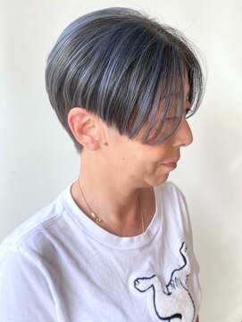 モリオフロムロンドン 原宿本店(morio from London) 【morio原宿】ハンサムショート　ハイライトカラー　ネイビー