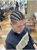 MEN'S半頭コーンロウストレート6本/横浜横須賀/ダークアッシュ