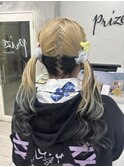 編み込みツインテールアレンジ