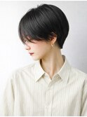 ハンサムショート/黒髪ショート/毛流れセンターパートショート