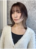 原宿インナーカラーボブフェイスフレーミングヘーゼルーベージュ