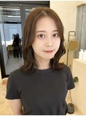 【snuw_ayano】透明感ベージュ/鎖骨ミディアム/小顔カット