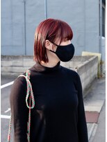 ノード(NODO) 【モチベーションUP】レッドカラーの切りっぱなしボブ