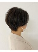 ショートヘア/グレージュ/艶カラー