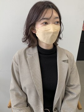 ヘアー アイス 御器所本店(HAIR ICI) 艶パープルブラウン×イヤリングカラー