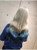 ホワイトシルバー×オーシャンブルーの裾カラー☆