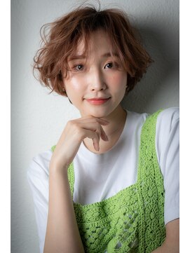 カバーヘア イヴ 戸頭店(COVER HAIR EVE) 透明感カラーハイライトひし形フェザーショートv戸頭20代30代