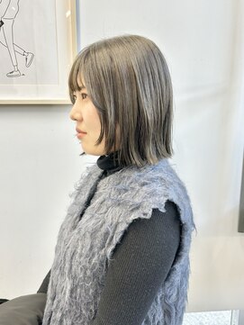 ヘアー アイス 御器所本店(HAIR ICI) ブリーチなしオリーブグレージュくすみカラーボブ20代30代