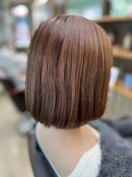 ブリーチなし♪コーラルオレンジ/ミニボブ