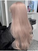 ミルクティーベージュブロンドブリーチカラーレイヤーカット