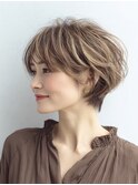 大人ショートボブ白髪ぼかし脱白髪染め40代50代60代♪
