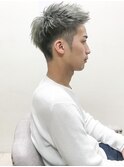 [m]ソフトツーブロアップバングショートレイヤーシルバーヘア