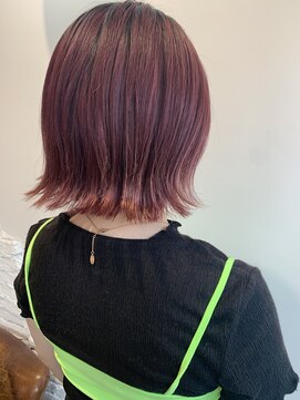 リアン(Lien) Lien☆ピンクベージュ×デザインカラー×外ハネボブ