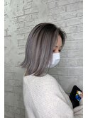 バレイヤージュ切りっぱなしボブワンレングスシルバー2199